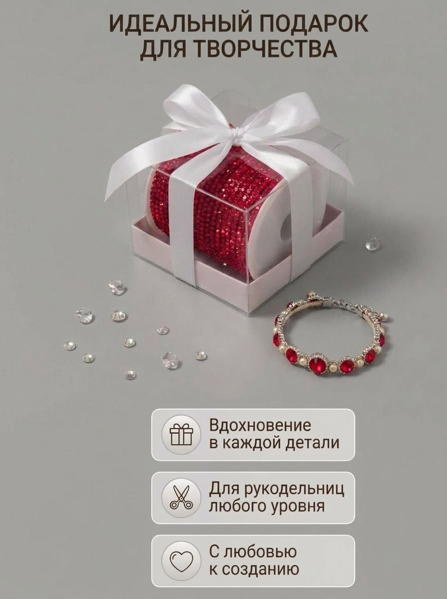 Стразовый шнур «Цветной бриллиант», 50 м